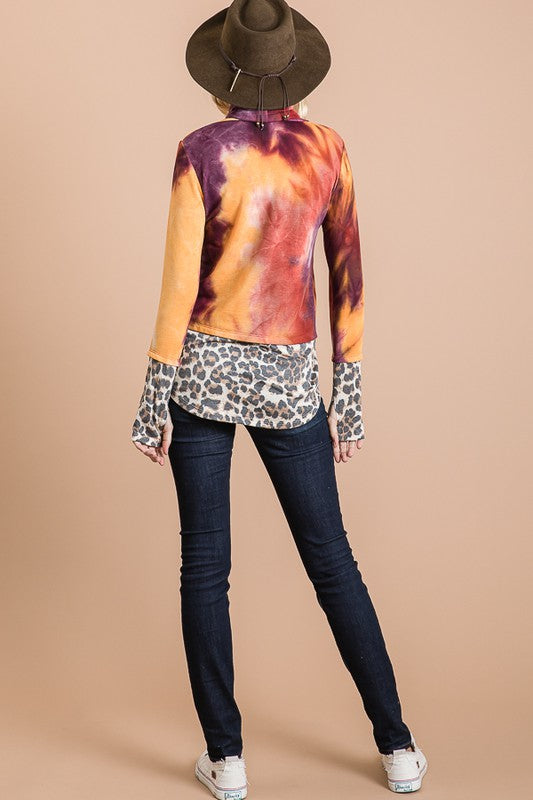 Katniss Cowl Neck Tie Dye Top