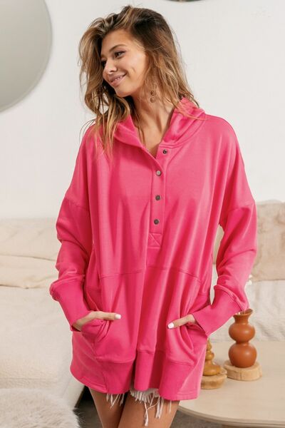 Becca Half Snap Thumbhole Long Sleeve Hoodie - Bibi