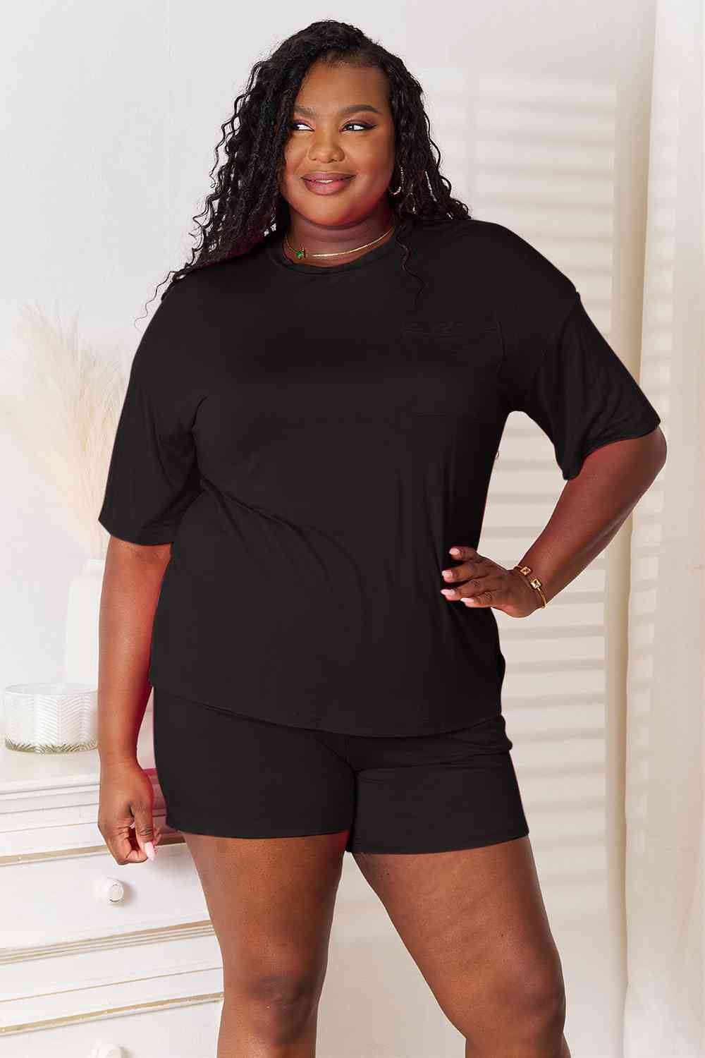 Basic Bae Soft Rayon Half Sleeve Top and Shorts Set