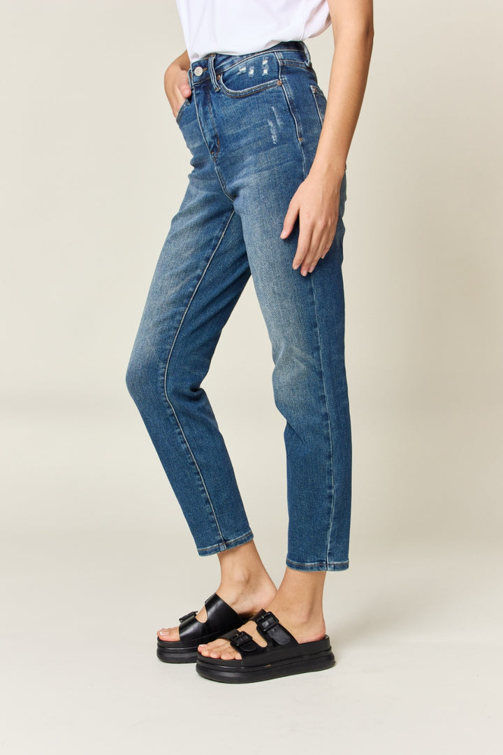 Crystal Tummy Control High Waist Slim Jeans - Judy Blue