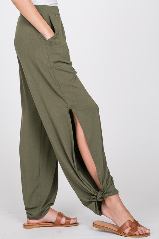 Favorite Side Tie Pants + Pockets in Olive