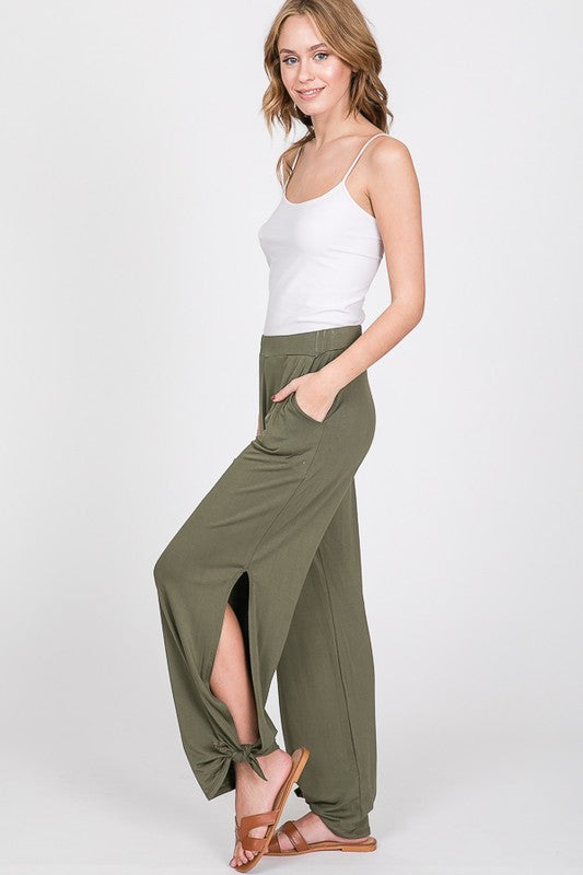 Favorite Side Tie Pants + Pockets in Olive