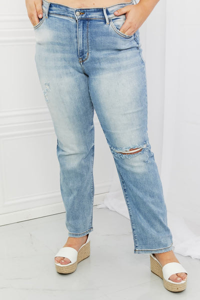 Natalie Distressed Straight Leg Jeans