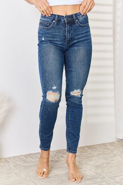 Letty High Waist Distressed Slim Jeans - Judy Blue