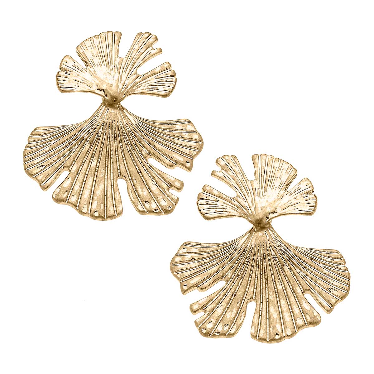 Colette Ginkgo Drop Earrings in Worn Gold