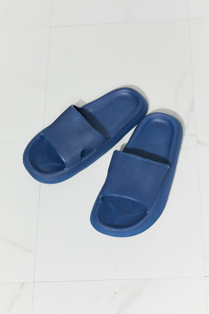 Arms Around Me Open Toe Slide in Navy