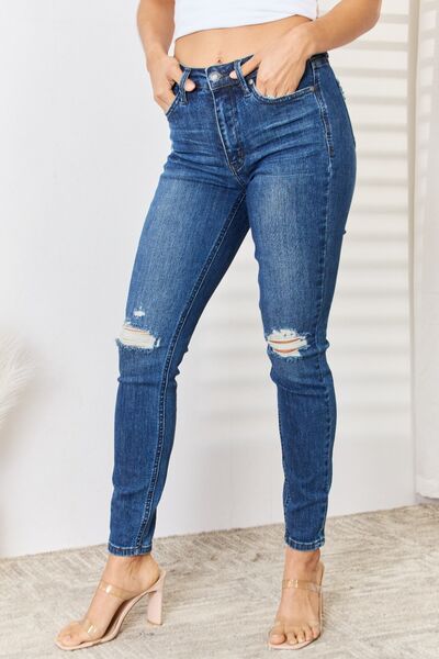 Letty High Waist Distressed Slim Jeans - Judy Blue