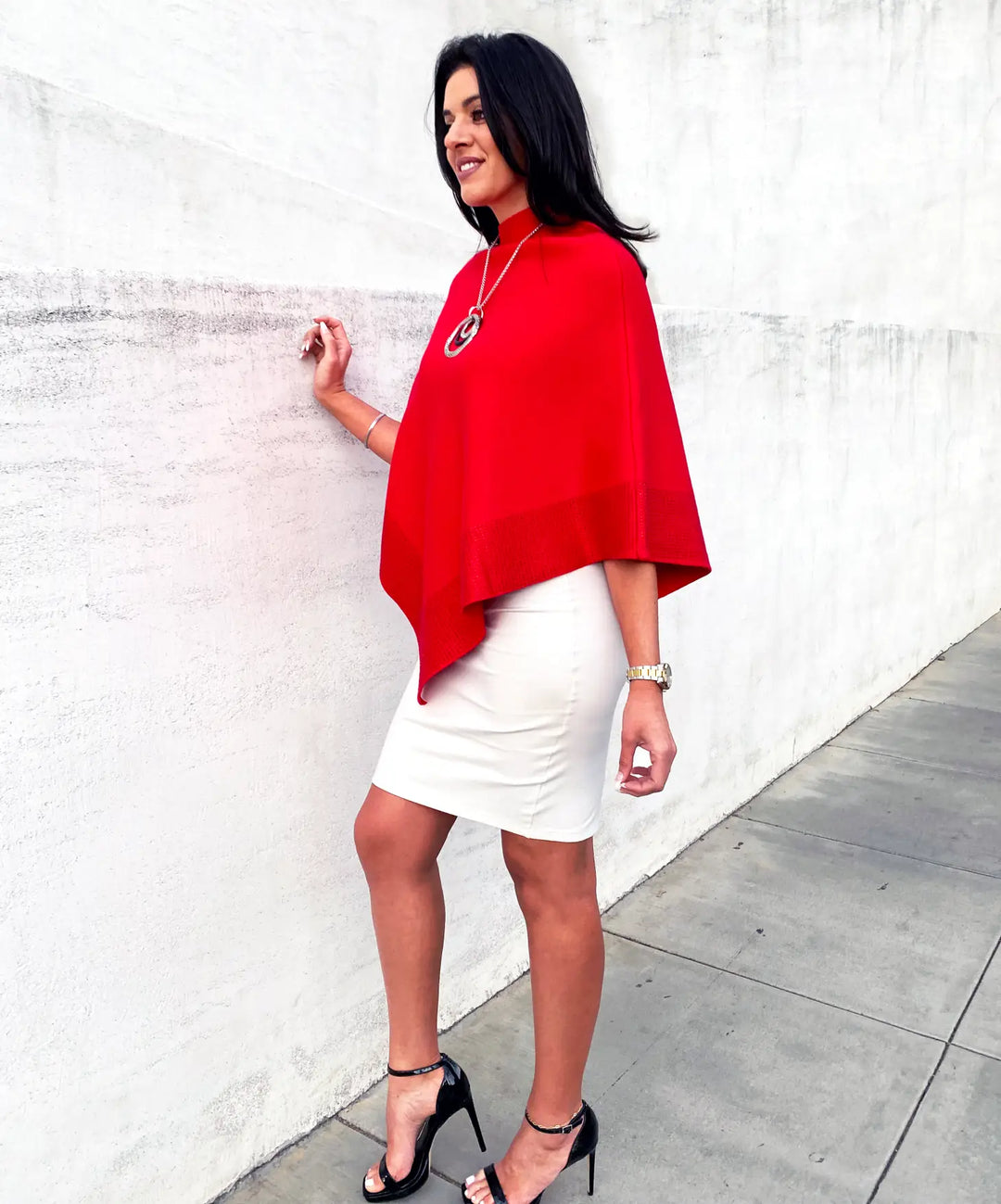 Diamond Poncho - Red