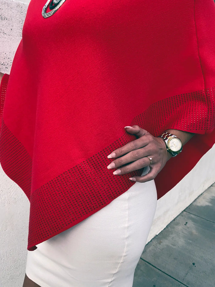 Diamond Poncho - Red