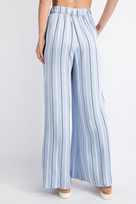 Never Underrated Striped Wide Leg Trousers in Blue