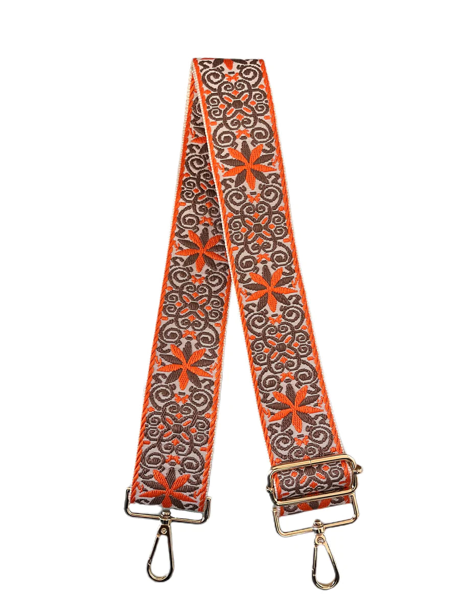 Ahdorned Embroidered Orange Petal Bag Strap