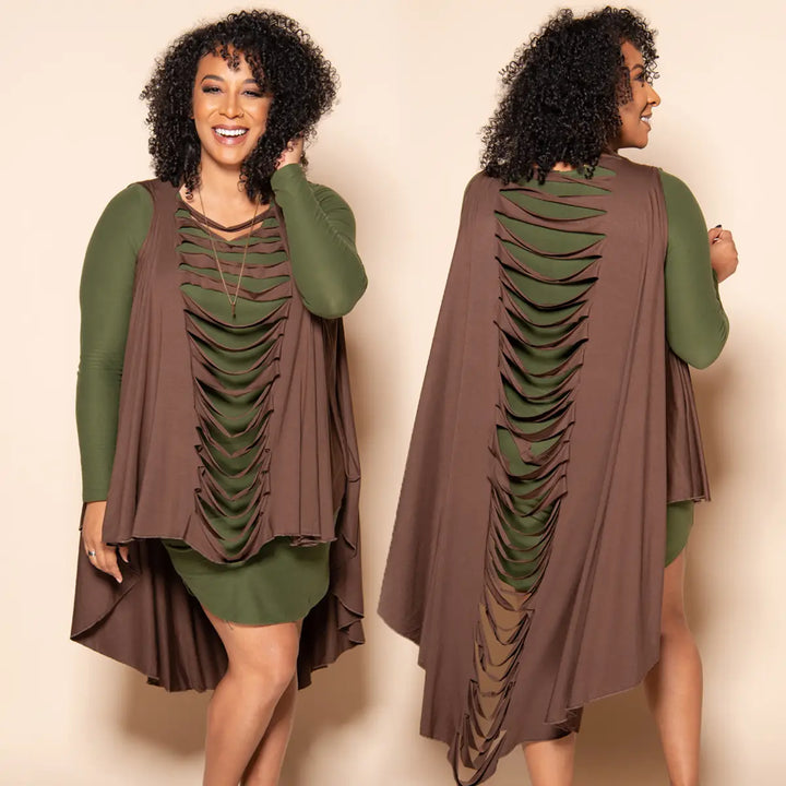 Slitback Convertible Shawl - ESPRESSO