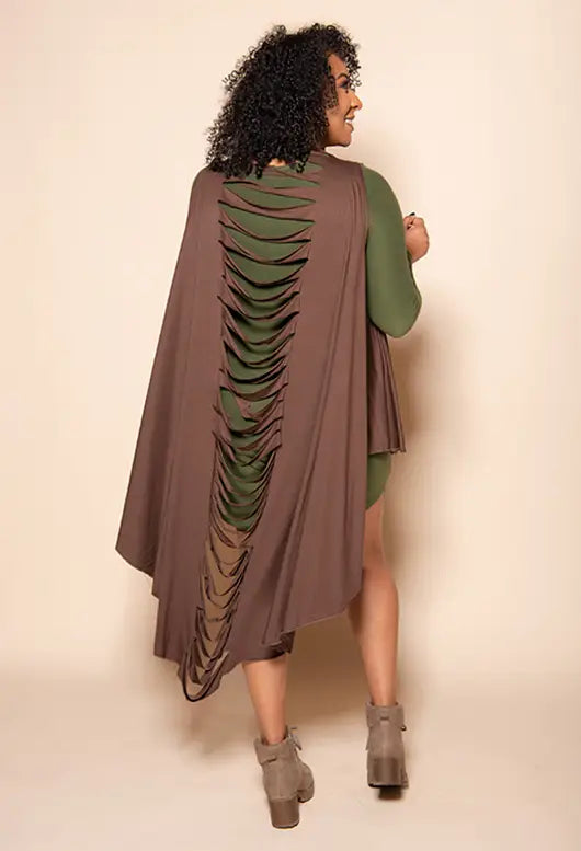 Slitback Convertible Shawl - ESPRESSO