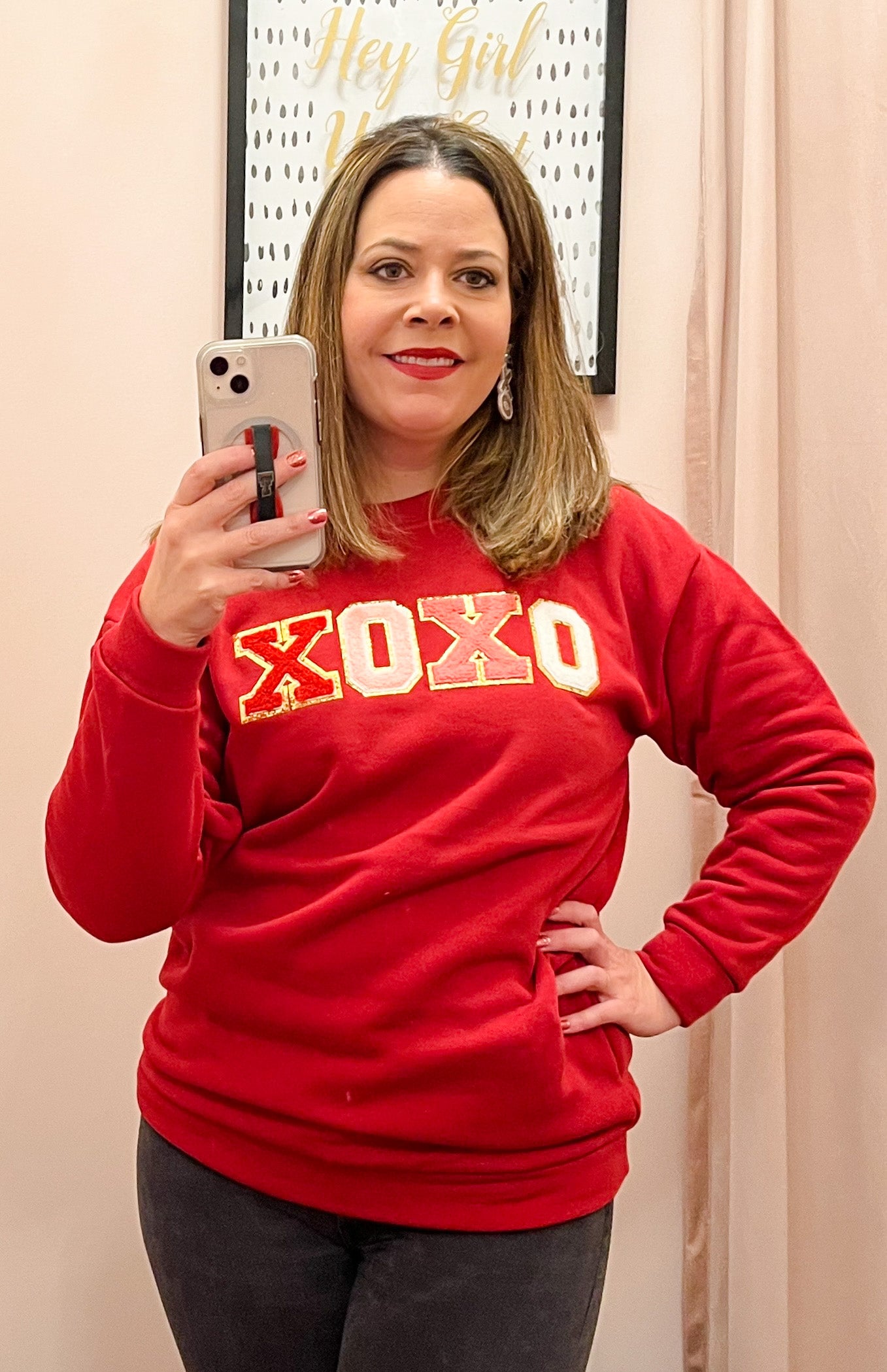 XOXO Chenille Sweatshirt in Red