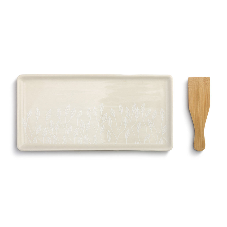 Leaf Pattern Appetizer Tray with Spatula