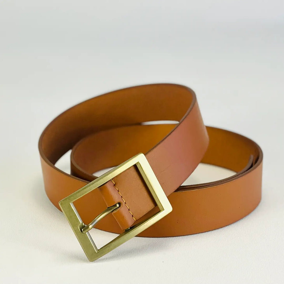 Manchester Rectangular Tan Belt -Le Papillon