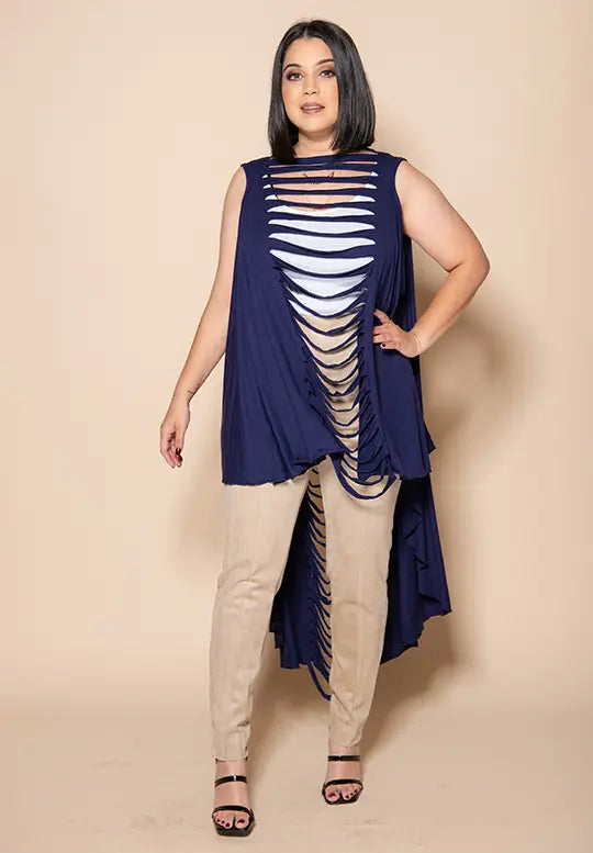 Slitback Convertible Shawl - NAVY