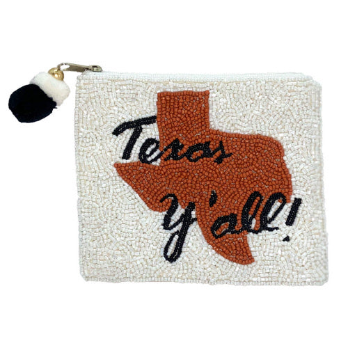 Texas Y'all Beaded Zip Pouch