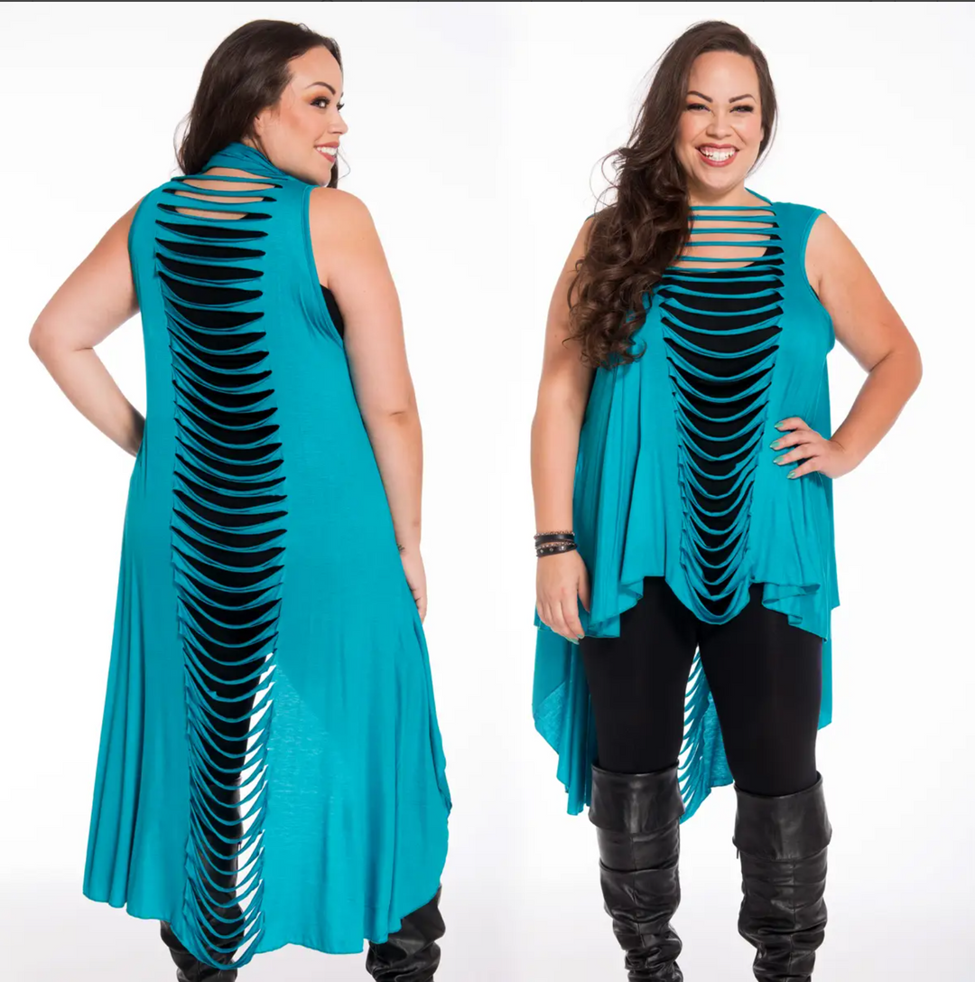 Slitback Convertible Shawl - Turquoise